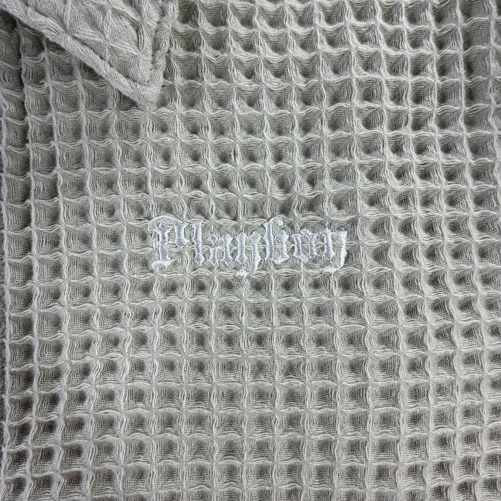 Playboy PacSun Pullover Mens M Waffle Knit 1/4 Zip‎ Logo Beige